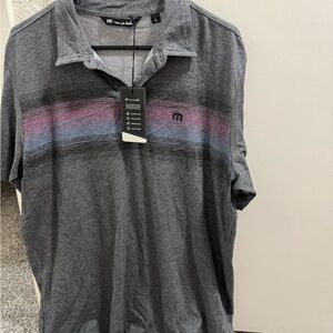 Travis Mathew Gray Polo with Purple and Blue Accents